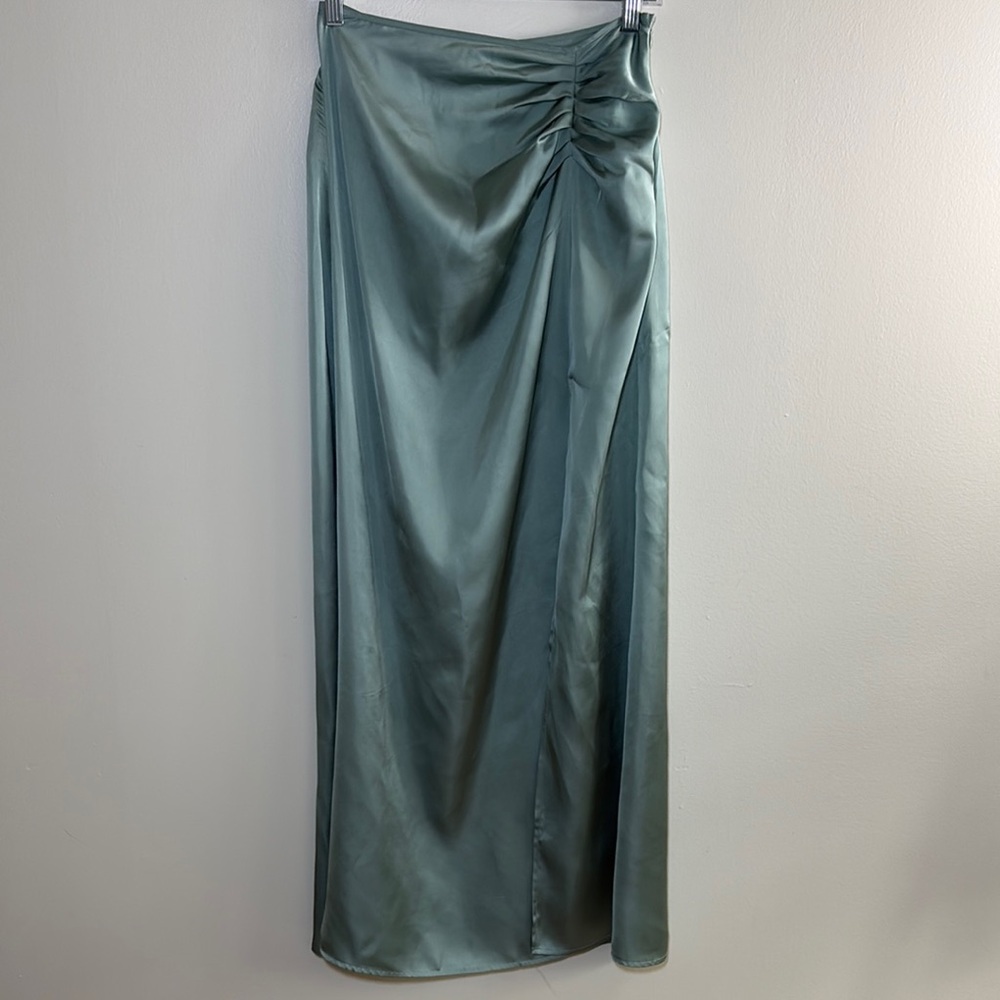 Mustard Seed Satin Maxi Skirt in Teal